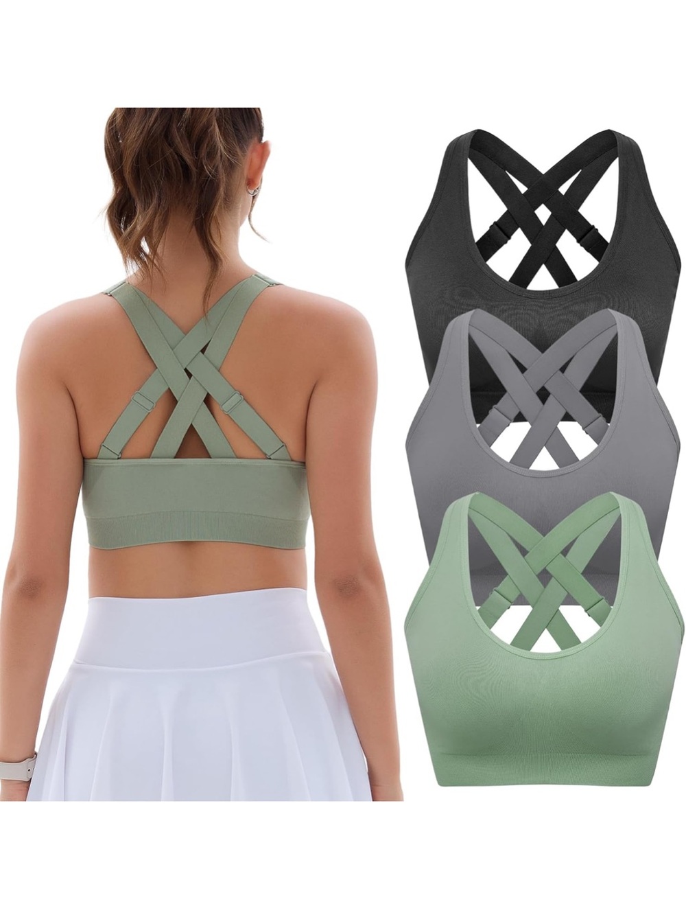 FITTIN Adjustable Sports Bra High Support Impact Padded FullCoverage Workout Gym